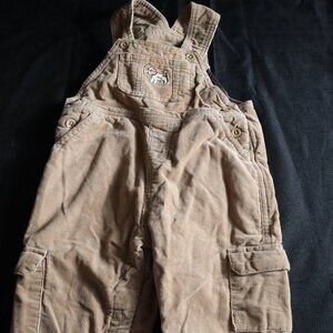 Lands' End Baby Boys 3-6M Corduroy Lined Overalls Puppy Dog Embroidery
